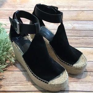 Marc Fisher Black Annie Wedge Espadrille